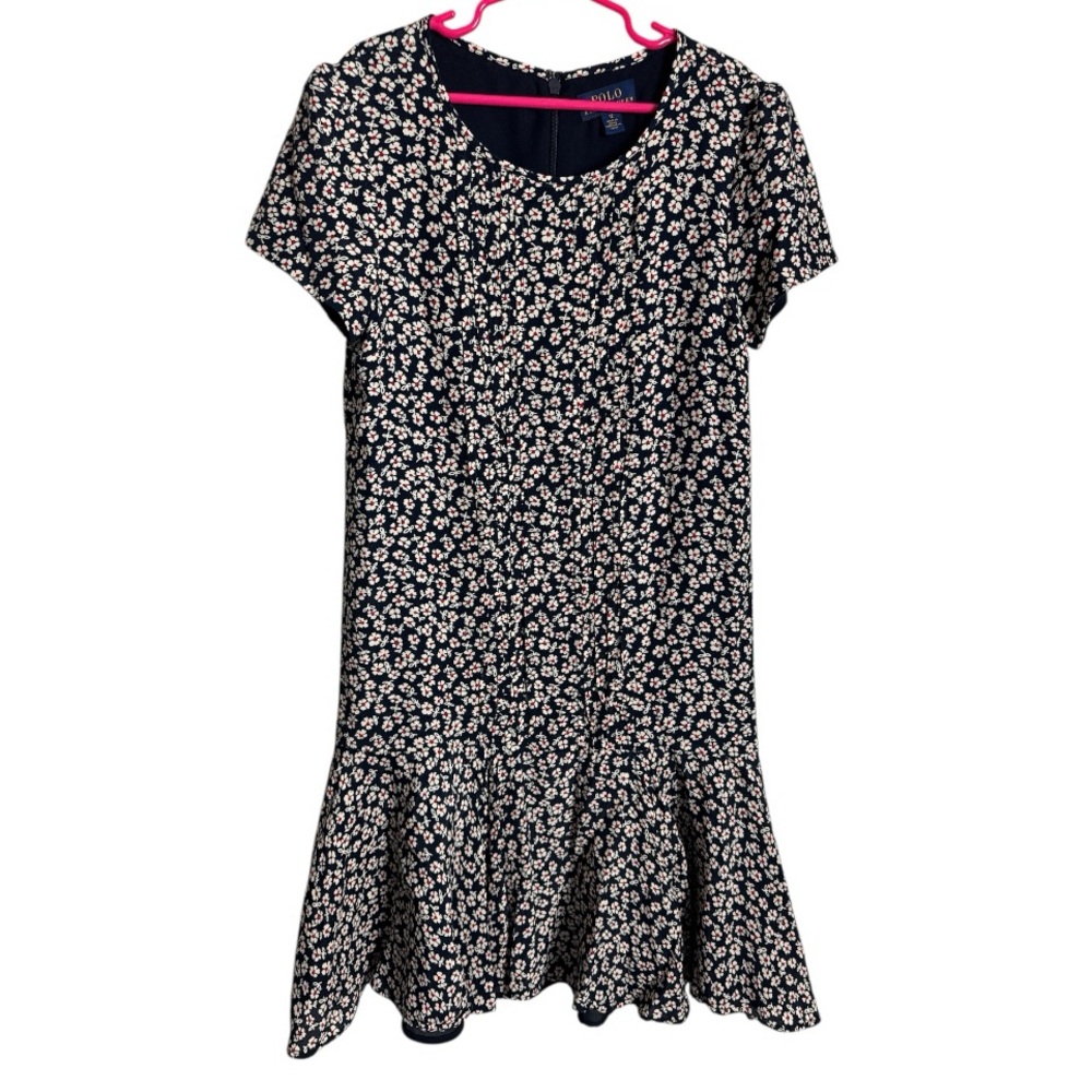 Polo Ralph Lauren Girls Black & White Daisy Floral Party  Dress Size 12